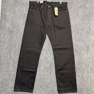 Levis 505 Jeans Mens 38x32 Black Regular Straight Leg Dark Wash Denim Zip Fly